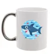Чашка с цветной ручкой Happy shark Серебро фото
