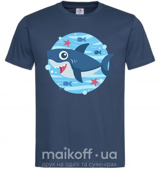 Мужская футболка Happy shark Темно-синий фото