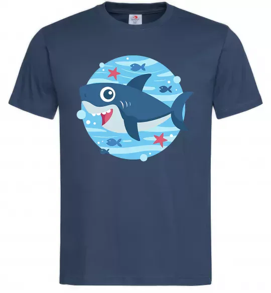 Мужская футболка Happy shark Темно-синий фото