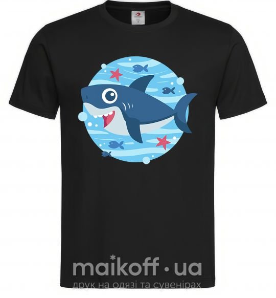 Мужская футболка Happy shark Черный фото