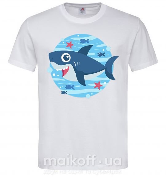 Чоловіча футболка Happy shark Білий фото