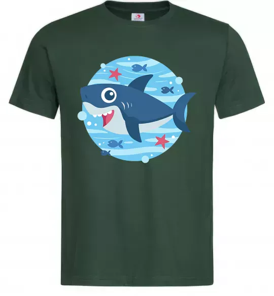 Мужская футболка Happy shark Темно-зеленый фото