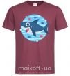 Мужская футболка Happy shark Бордовый фото