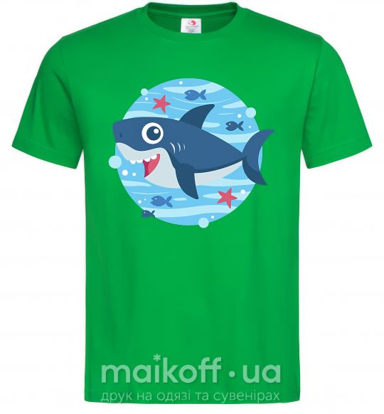 Мужская футболка Happy shark Зеленый фото