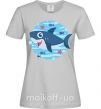 Женская футболка Happy shark Серый фото
