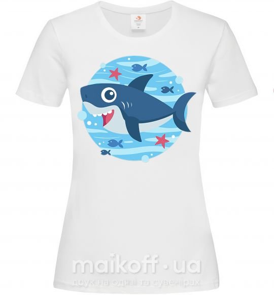 Женская футболка Happy shark Белый фото