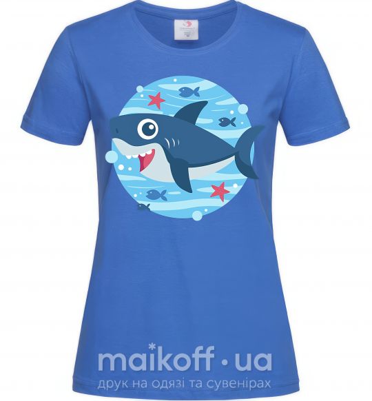 Женская футболка Happy shark Ярко-синий фото