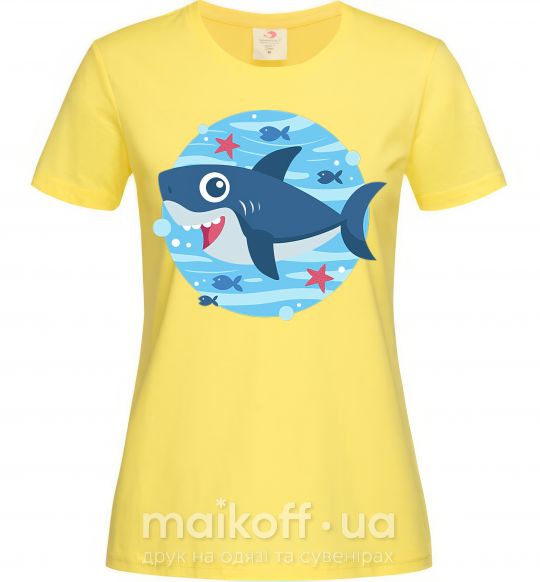 Женская футболка Happy shark Лимонный фото