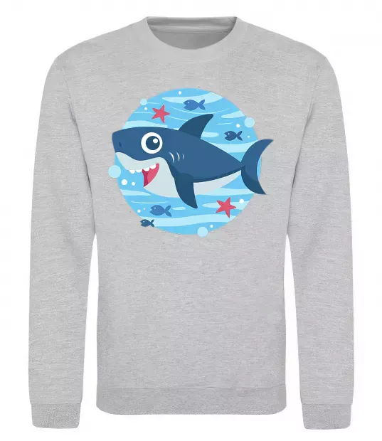 Світшот Happy shark Сірий меланж фото