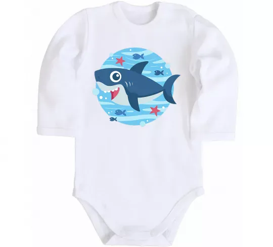 Дитячий бодік Happy shark Білий фото