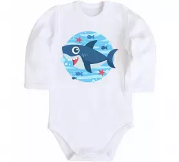 Дитячий бодік Happy shark Білий фото
