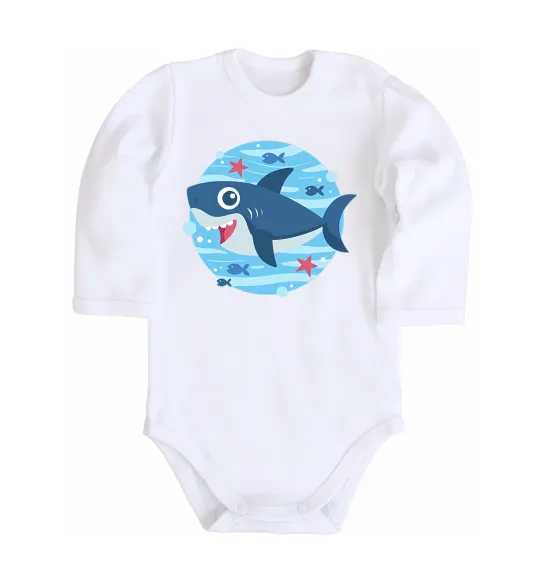Дитячий бодік Happy shark Білий фото