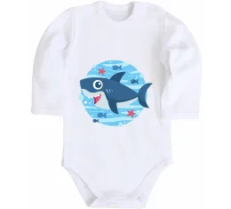 Детский боди Happy shark Белый фото