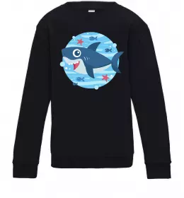 Детский Свитшот Happy shark Черный фото