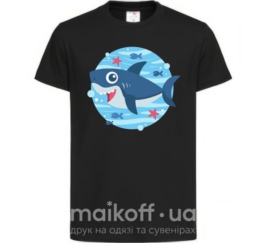 Детская футболка Happy shark Черный фото