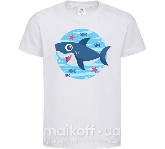 Дитяча футболка Happy shark Білий фото