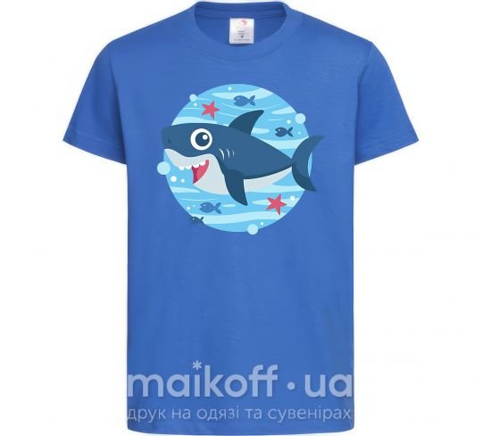 Детская футболка Happy shark Ярко-синий фото