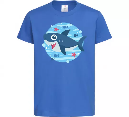 Детская футболка Happy shark Ярко-синий фото