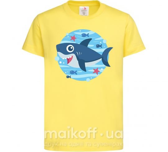 Детская футболка Happy shark Лимонный фото