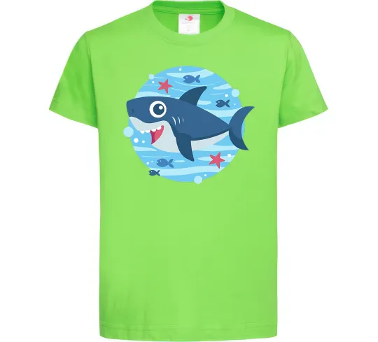 Детская футболка Happy shark Лаймовый фото