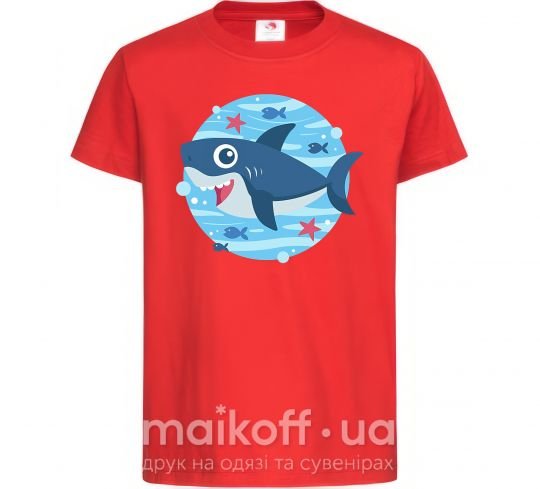 Детская футболка Happy shark Красный фото