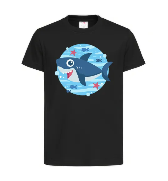 Детская футболка Happy shark Черный фото