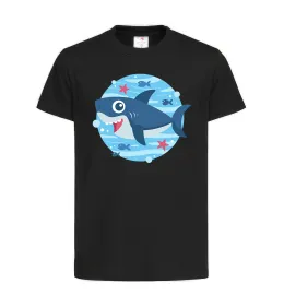 Дитяча футболка Happy shark Чорний фото