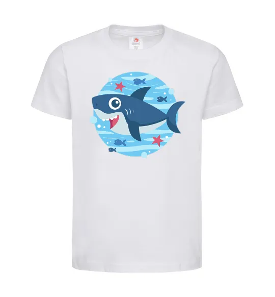 Детская футболка Happy shark Белый фото