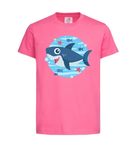 Детская футболка Happy shark Ярко-розовый фото