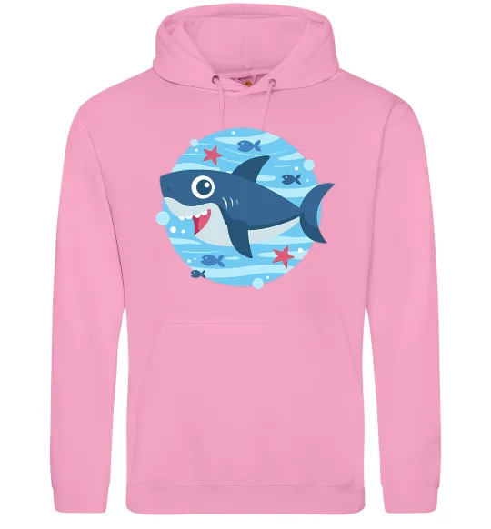 Мужская толстовка (худи) Happy shark Розовый фото