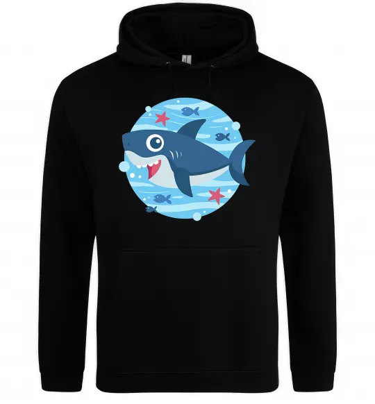 Чоловіча толстовка (худі) Happy shark Чорний фото