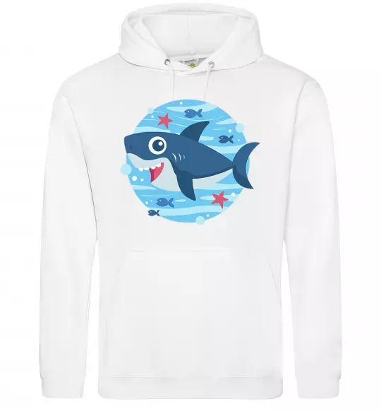 Чоловіча толстовка (худі) Happy shark Білий фото