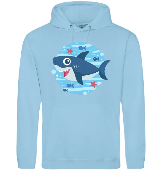 Мужская толстовка (худи) Happy shark Голубой фото