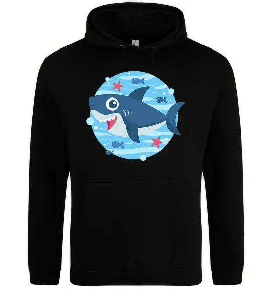 Женская толстовка (худи) Happy shark Черный фото