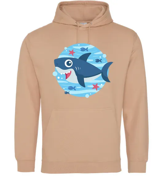 Женская толстовка (худи) Happy shark Песочный фото