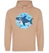 Женская толстовка (худи) Happy shark Песочный Женская толстовка (худи) Happy shark Песочный фото