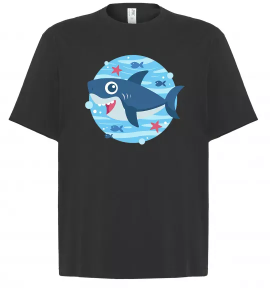 Футболка Оверсайз Happy shark Чорний фото