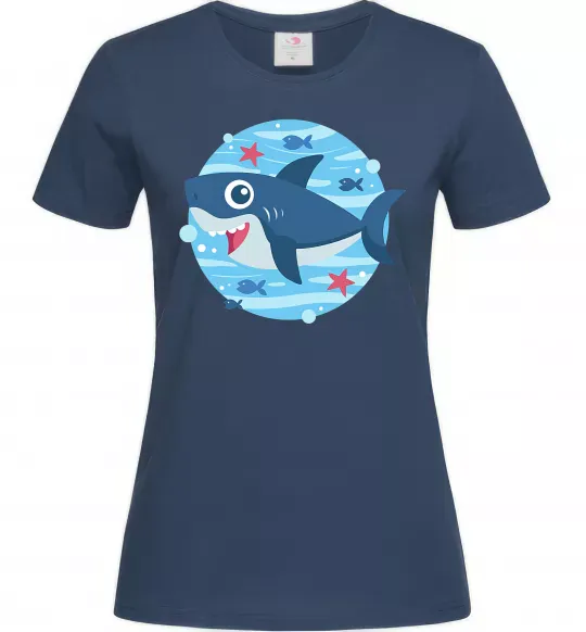 Женская футболка Happy shark Темно-синий фото