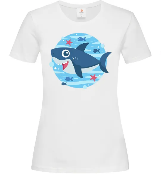 Женская футболка Happy shark Белый фото