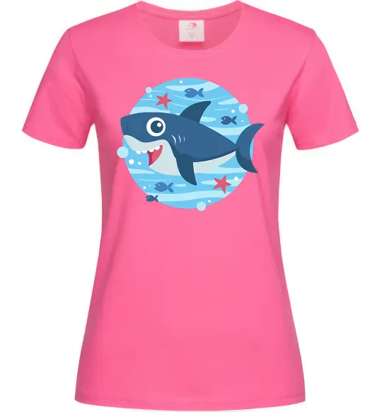Женская футболка Happy shark Ярко-розовый фото