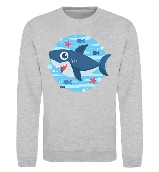 Світшот Happy shark Сірий меланж фото