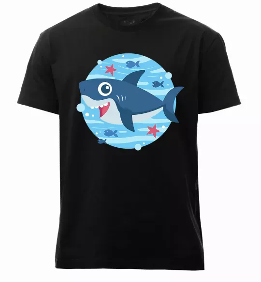 Чоловіча преміум футболка Happy shark Чорний фото