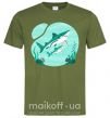 Мужская футболка Бирюзовые акулы Оливковый фото