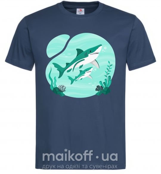 Чоловіча футболка Бирюзовые акулы Темно-синій фото