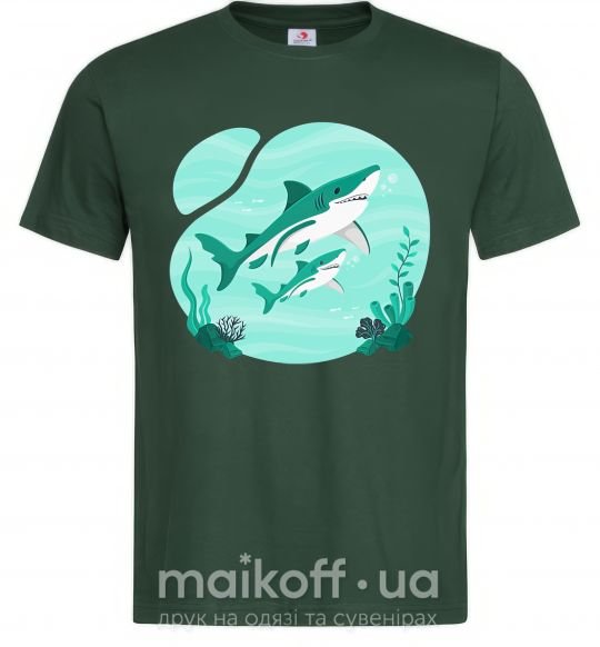Чоловіча футболка Бирюзовые акулы Темно-зелений фото