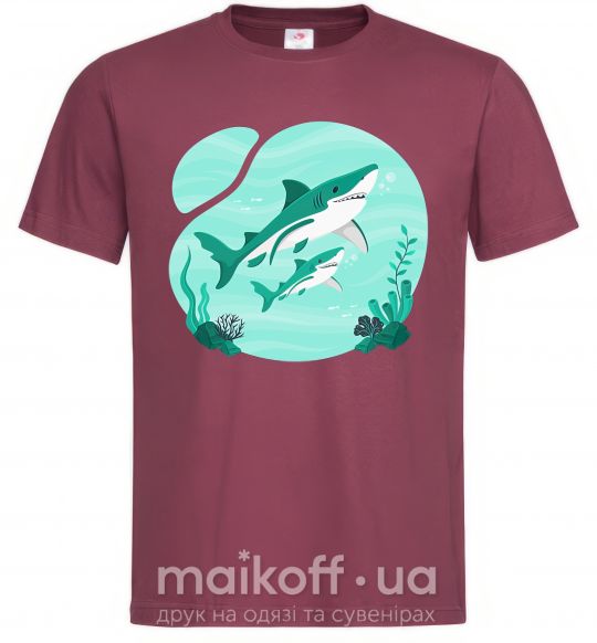 Мужская футболка Бирюзовые акулы Бордовый фото