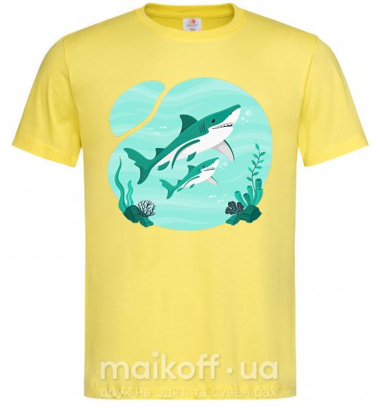 Мужская футболка Бирюзовые акулы Лимонный фото
