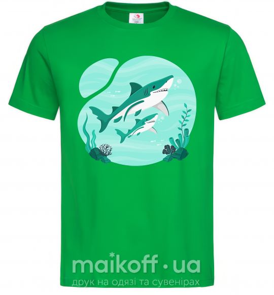 Чоловіча футболка Бирюзовые акулы Зелений фото