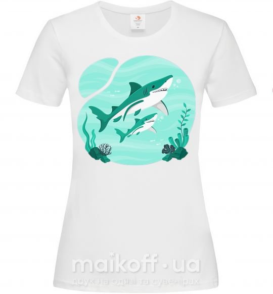 Жіноча футболка Бирюзовые акулы Білий фото