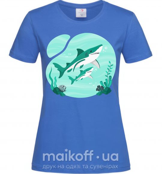 Жіноча футболка Бирюзовые акулы Яскраво-синій фото